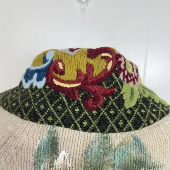 Anthopologie Sleeping On Snow Sweater Coat Hand Painted Poppies Size Medium - Picture 8 of 16